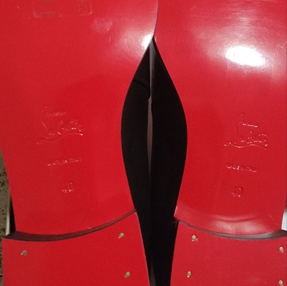 Vgc Christian Louboutin boots black red bottoms 40 10 marmada flat calf heels bo - Picture 5 of 8